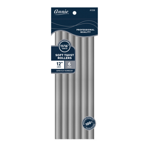 Annie Soft Twist Hair Rollers 11/16 Inch, 6 Count, Grey