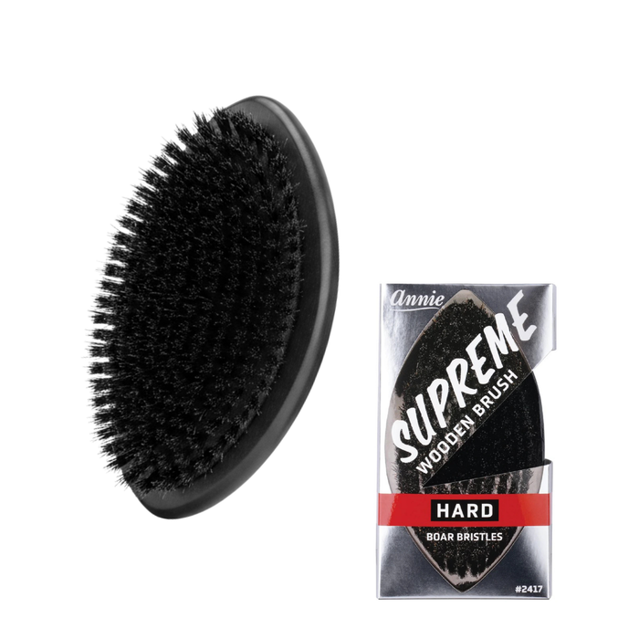 Annie Supreme Military Brush Hard Boar Bristles, 1 Count, Black