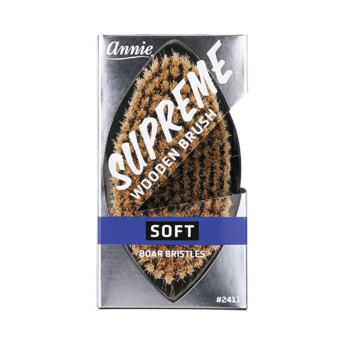 Annie Supreme Military Brush Soft Boar Bristles, 1 Count, Black