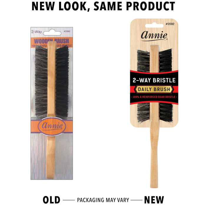 Annie Two Way 5 Row Soft and Hard Bristle Wooden Brush, 1 Count, Light Brown