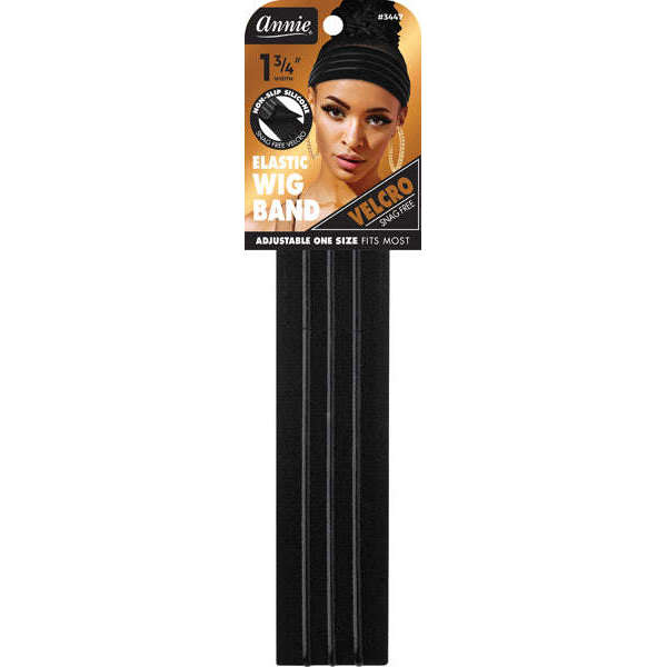 Annie Velcro Wig Band 4.5cm Silicone Grip, 1 Count, Black