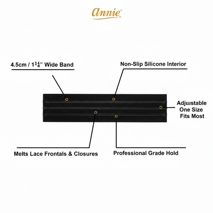 Annie Velcro Wig Band 4.5cm Silicone Grip, 1 Count, Black