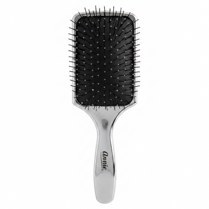 Annie Wet & Dry Cushion Paddle Brush Nylon Bristle, 1 Count, Silver