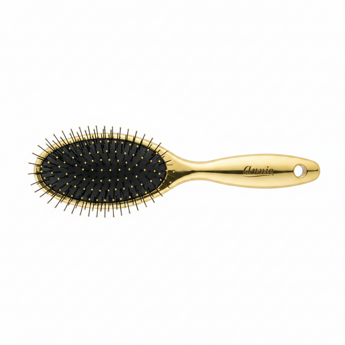 Annie Wet & Dry Oval Cushion Brush Flexible Bristle, 1 Count, Gold