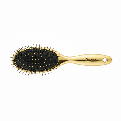 Annie Wet & Dry Oval Cushion Brush Flexible Bristle, 1 Count, Gold