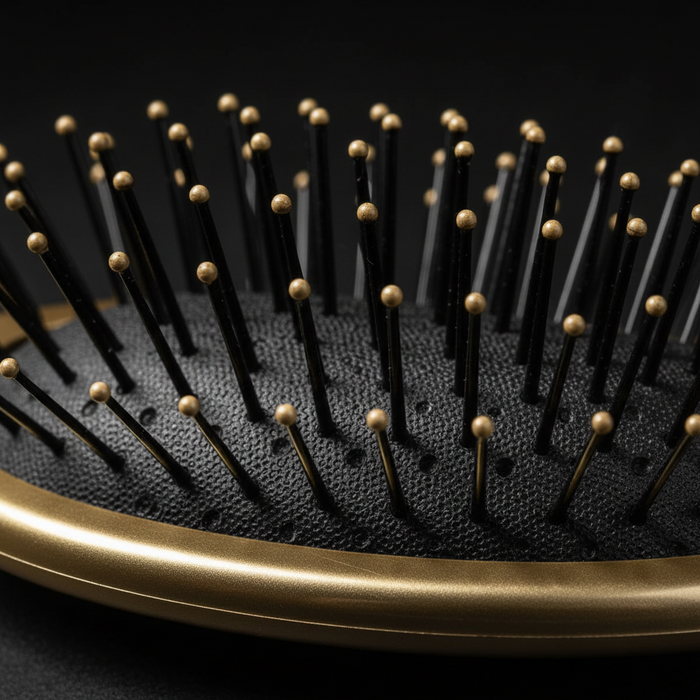 Annie Wet & Dry Oval Cushion Brush Flexible Bristle, 1 Count, Gold