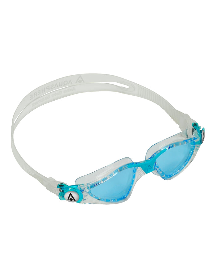 Aqua Sphere Kayenne Junior blue white goggles with stabilising nose bridge