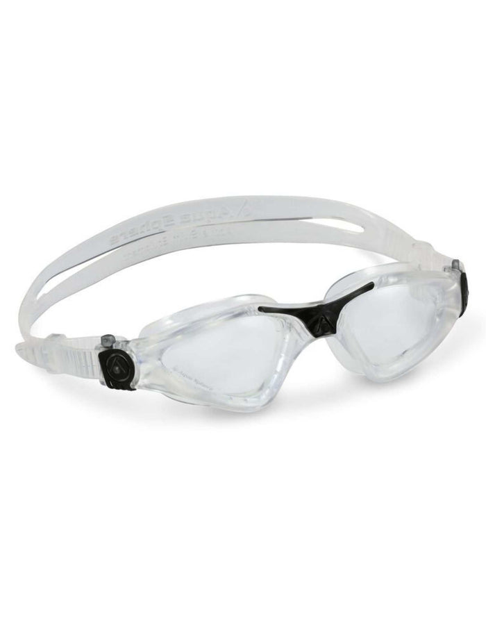 Aqua Sphere Kayenne clear lens swim goggles with white black straps