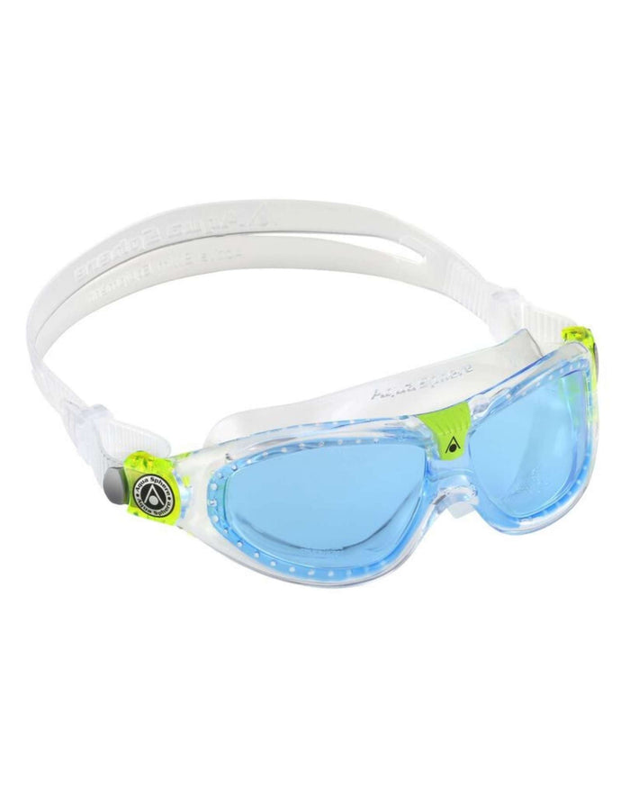 Aqua Sphere Seal Kid 2 goggles with white lime green accents clear lenses