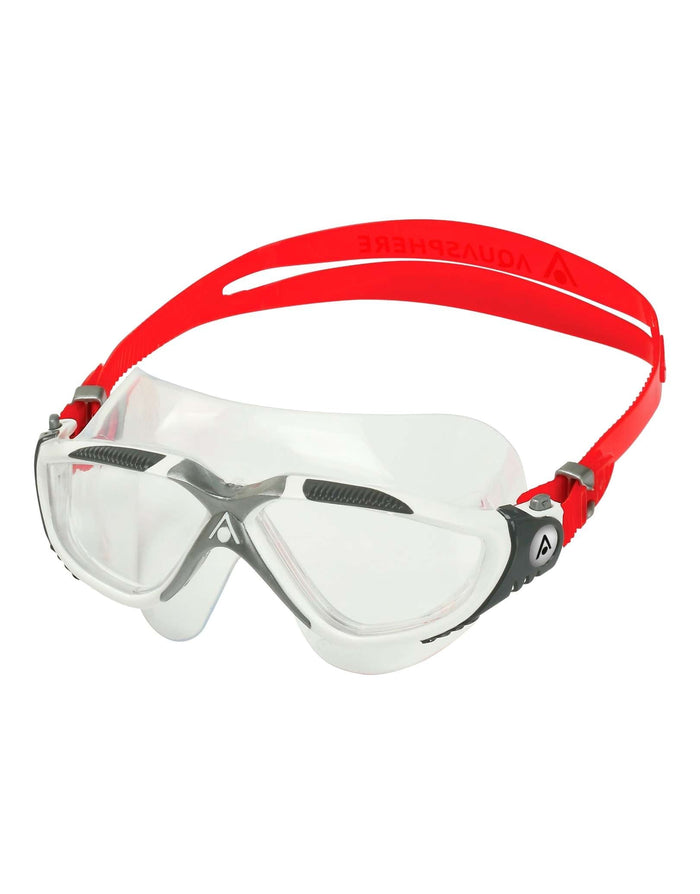 Red Aqua Sphere Vista swim goggles with durable plexisol lens