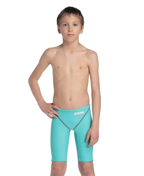 Arena Boys Powerskin ST Next Jammer in aquamarine, designed for competitive swimming, featuring a sleek, form-fitting swim jammer style.