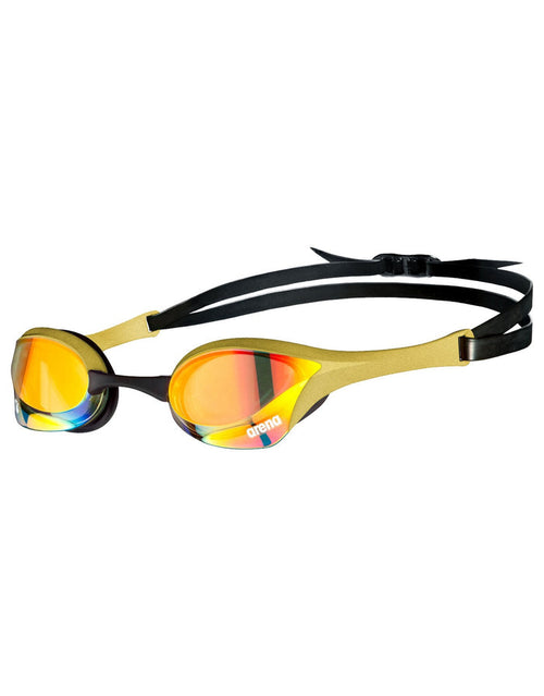 Arena Cobra Ultra Swipe Mirror swim goggles with orange lenses