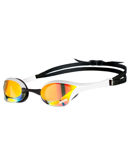 Arena Cobra Ultra Swipe Mirror goggles with yellow-tinted lenses
