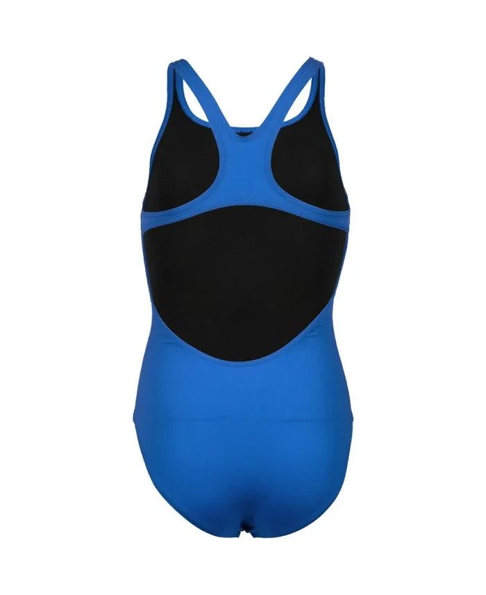 Blue Arena Girls Team Swim Pro solid swimsuit with sleek design, perfect for competitive swimming and training.