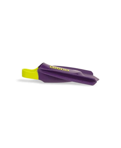 Arena Powerfin Pro II training fins in plum and lime color, designed for swim training and aquatic fitness.