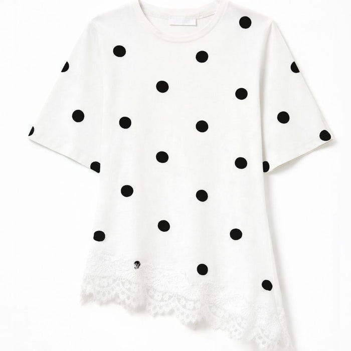 Asymmetric Polka Dot Lycra Top