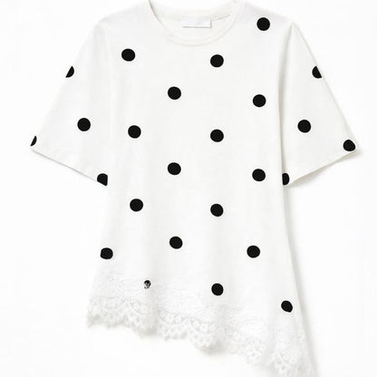 Asymmetric Polka Dot Lycra Top