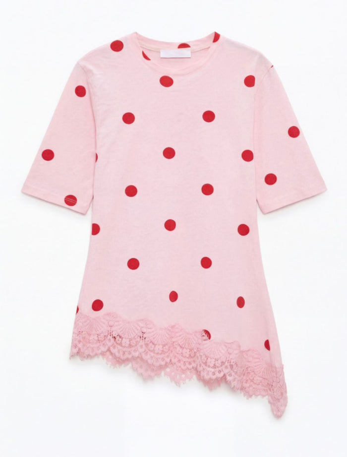 Asymmetric Polka Dot Lycra Top