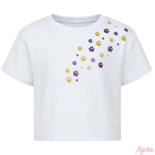 Azarhia Glitter Falling Paws Boxy Tee-White
