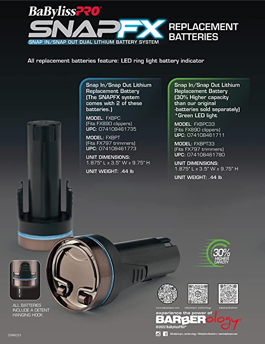 Babyliss Pro High Capacity Battery for SNAPFX Trimmer # FXBPT33 - Palms Fashion Inc.