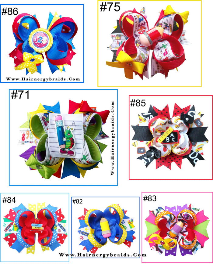 Back to School Hair Bows clips kids girls accessories