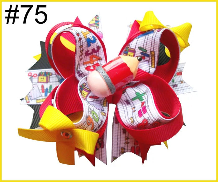 Back to School Hair Bows clips kids girls accessories