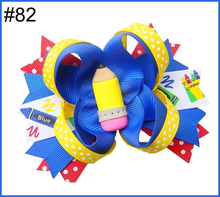 Back to School Hair Bows clips kids girls accessories