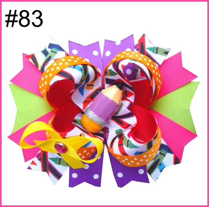 Back to School Hair Bows clips kids girls accessories