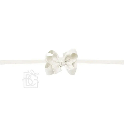 BC 2" Antique White Grosgrain Bow on Elastic Headband