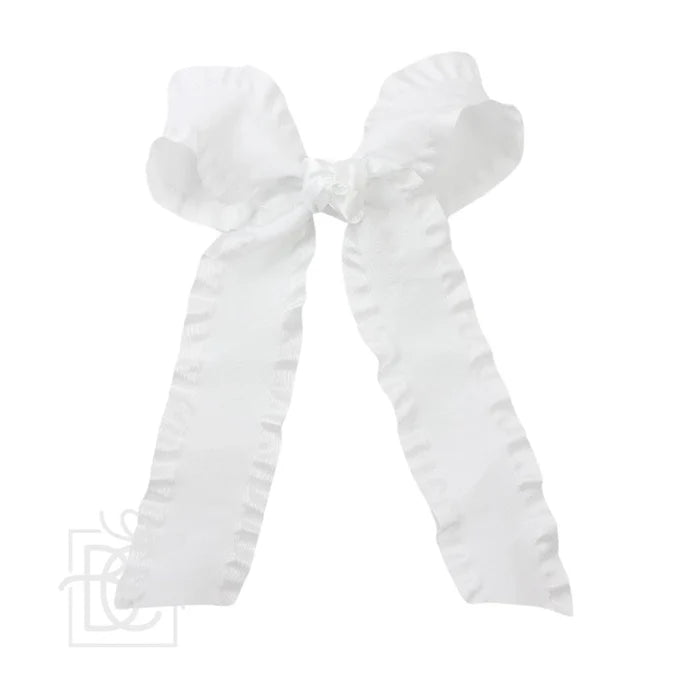 BC White Double Ruffle Bow 1.5"