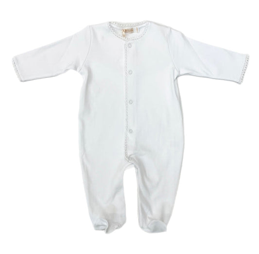 BCC Footie with White Crochet Trim