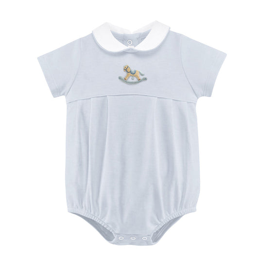 BCC S/S Rocking Horse Embroidered Blue Bubble