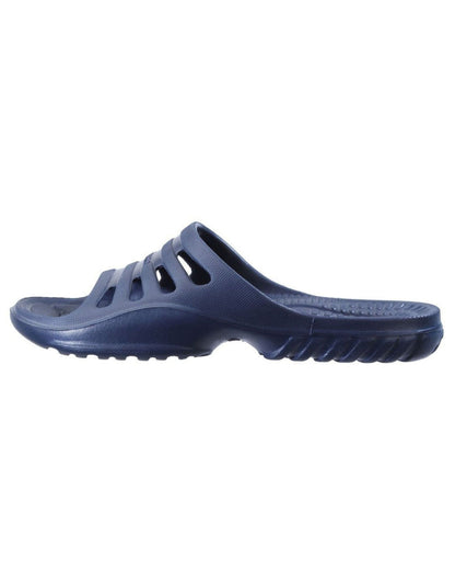 Beco navy pool sauna slippers for men with textured sole and adjustable strap