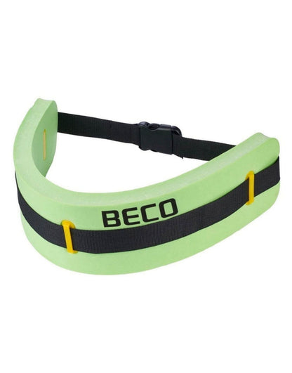 Beco Swim Monobelt neon green EVA foam waist flotation device with black strap, yellow accents and four colour coded sizes