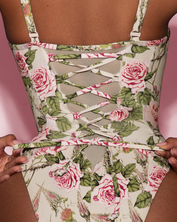 Close up back view of Brazilian Bombshell - Thorny Rose on model