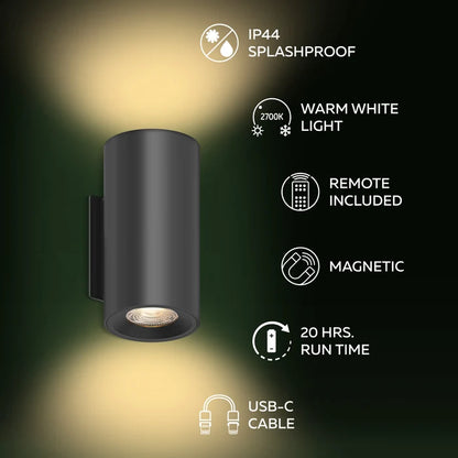 Calex Valmer Wall Light - Up & Down – Black