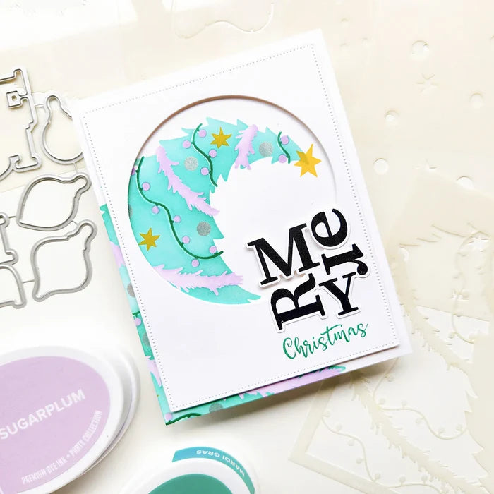 Catherine Pooler - Sentiments Stamp & Die Set - Holiday Stacks. Available at Embellish Away located in Bowmanville Ontario Canada. Example by Kristie at Catherine Pooler Designs.