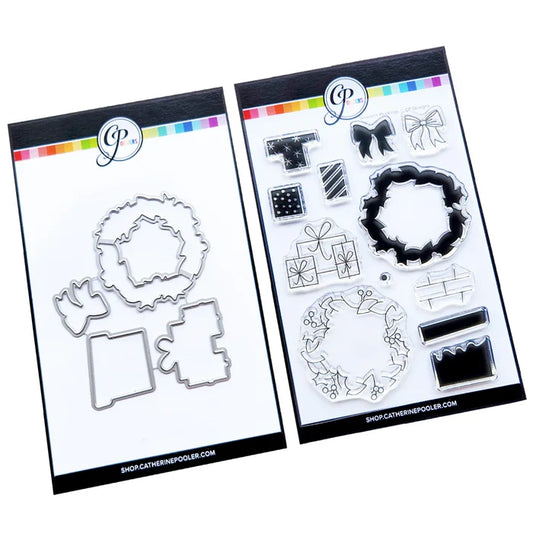 Catherine Pooler - Sentiments Stamp & Die Set - Season's Peekings. Available at Embellish Away located in Bowmanville Ontario Canada.