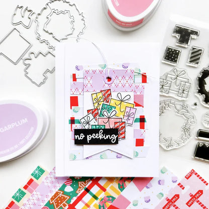 Catherine Pooler - Sentiments Stamp & Die Set - Season's Peekings. Available at Embellish Away located in Bowmanville Ontario Canada. Example by Kimberly at Catherine Pooler Designs.