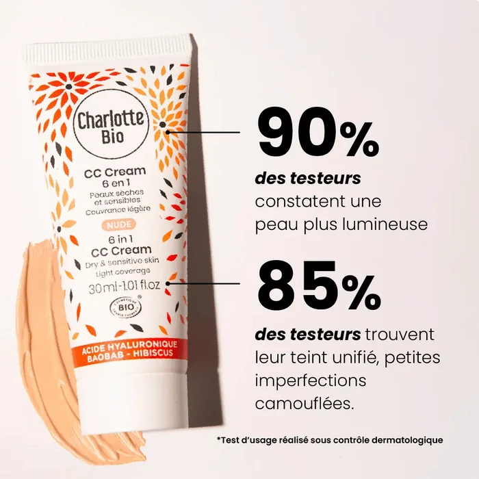 CC Crème bio hydratante Charlotte Bio – teinte Nude, peaux médiums