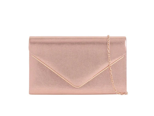 Champagne Faux Suede Box Clutch Bag