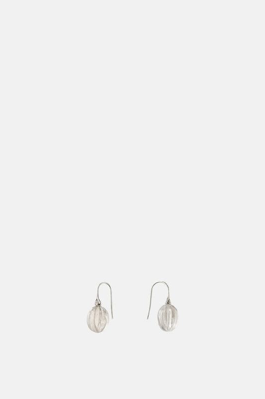 Annika Inez Clear Quartz Rounded Ridge Earrings.