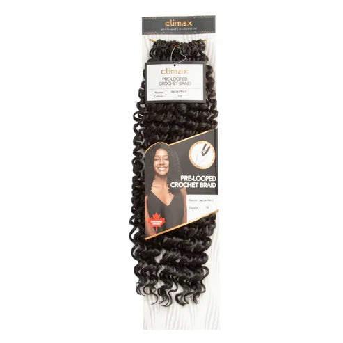CLIMAX Pre-Looped Crochet Braid - Deep Coily and Wavy 18" F1B/Burg