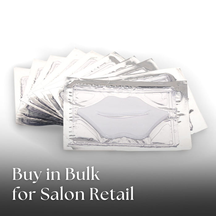 Packets of hair extensions with text 'Buy in Bulk for Salon Retail' on a white background