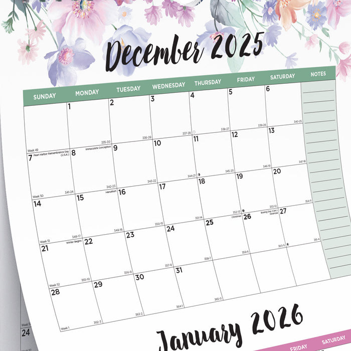 Blueline Colorful Three-Month Wall Calendar, 14 Months, Passion, 2026 C171129-26