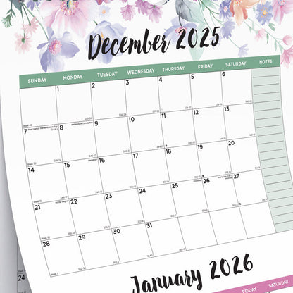 Blueline Colorful Three-Month Wall Calendar, 14 Months, Passion, 2026 C171129-26