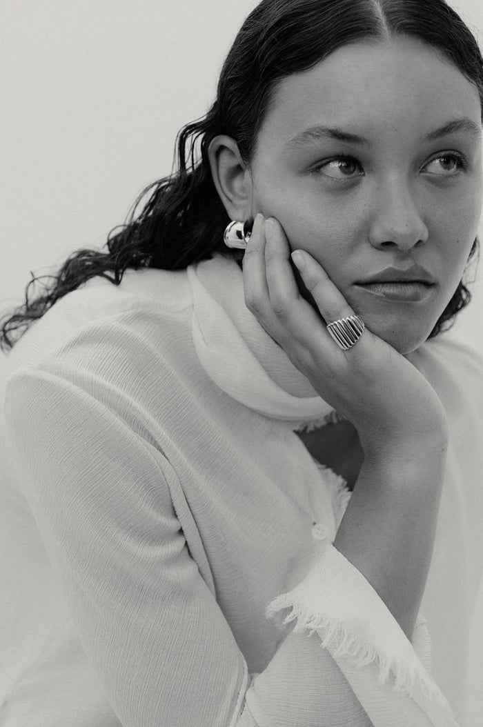 Contour Hoop Gold Earrings
