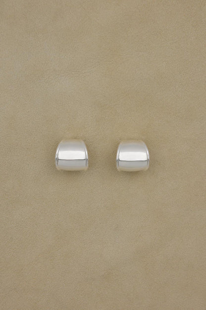 Contour Hoop Silver Earrings