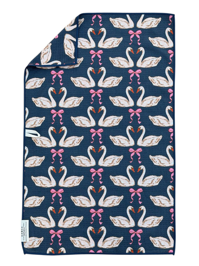 crae home towel, love birds towel, navy hand towel, decorative hand towel, kitchen towel, bath towel, illustrated towel, cotton hand towel, home accents, giftable linens