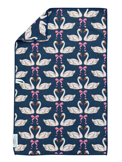 crae home towel, love birds towel, navy hand towel, decorative hand towel, kitchen towel, bath towel, illustrated towel, cotton hand towel, home accents, giftable linens